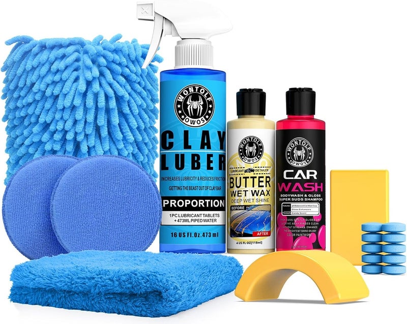 Wontolf Complete Car Clay Bar Auto Detailing Kit, Clay Luber, Butter Wet Wax, Car Wash Soap - Premium Grade Clay System Car Washing Detailing Kit- Maximum Gloss & Unsurpassed Slickness(19 Items) - Image 1